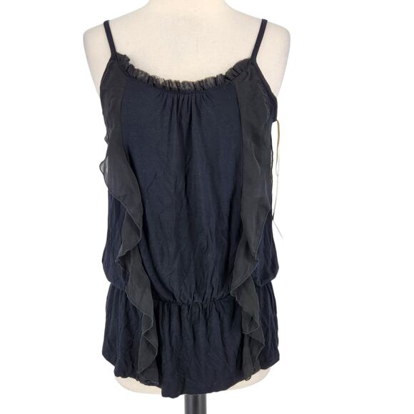 SALE Kenar Raw edge Chiffon Ruffled Whimsygoth Tired Tank Bra Top SZ Medium NWT - Picture 1 of 5